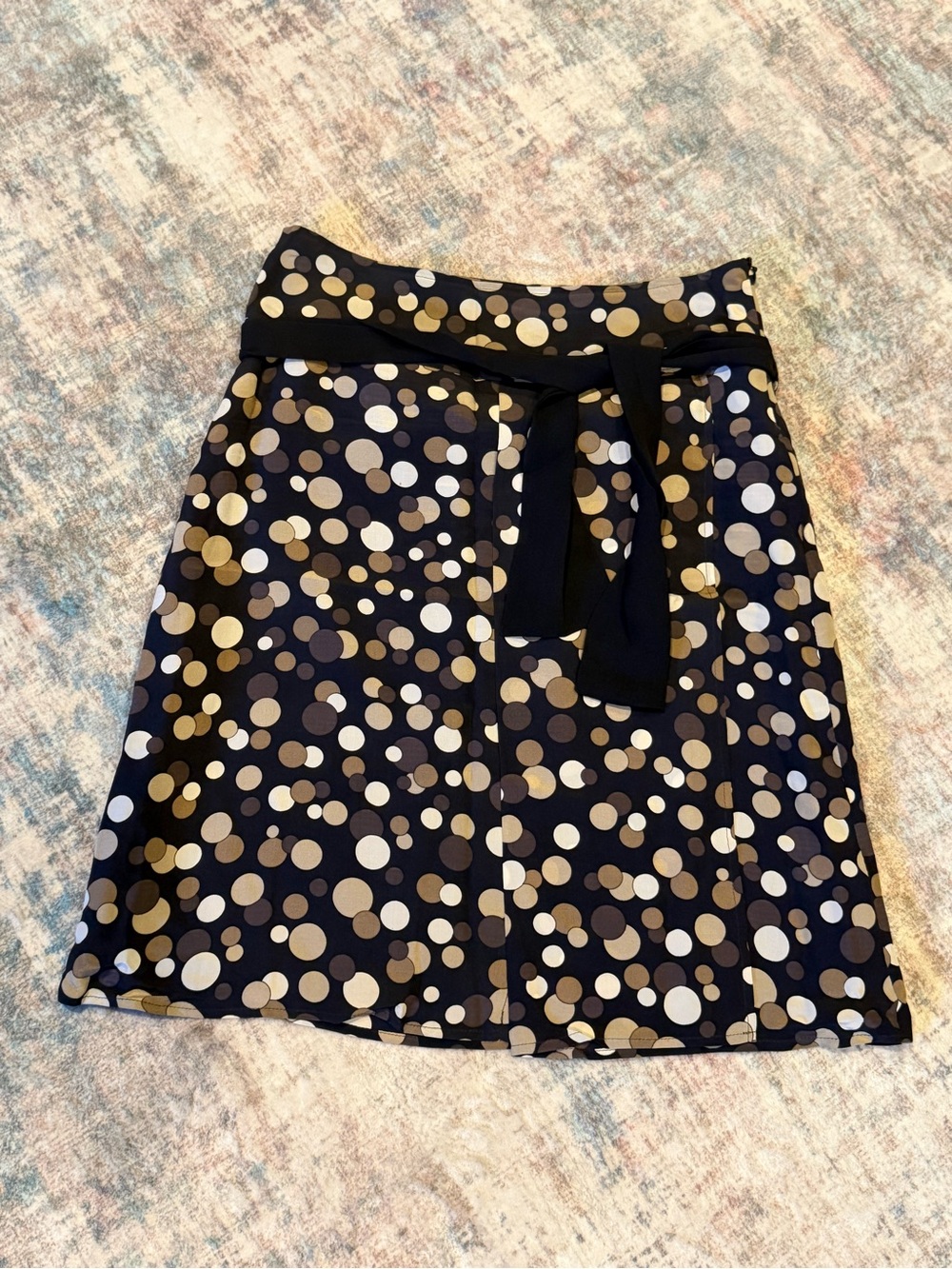 Vintage 90s Black Polka Dot A-Line Skirt with Waist Tie